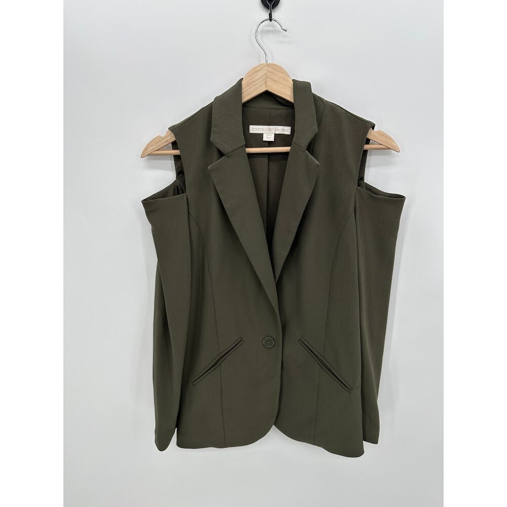 Boston Proper Olive Cold Shoulder Blazer Jacket Women’s Size 2 Tailored Career